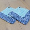 Gehaakte pannenlap donkerblauw/lichtblauw/ecru - Afbeelding 3