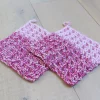 Gehaakte pannenlap wafel roze/ecru - Afbeelding 3